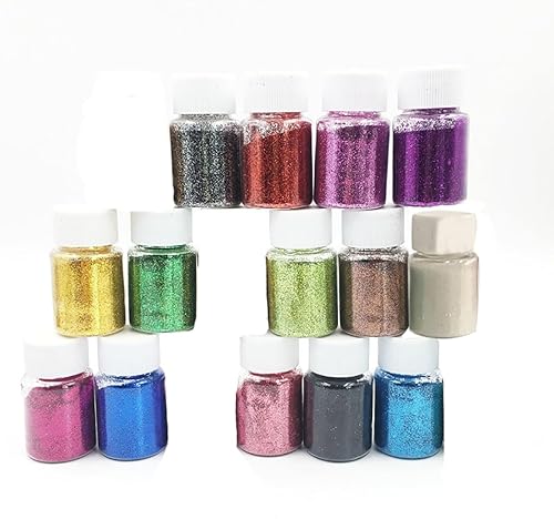 14 piezas de pigmento brillante en polvo de mica en polvo de mica de color nacarado en escamas de resina epoxi polvo luminoso para kit de limo