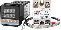 Vista 6 de 1 juego REX-C100 controlador de temperatura PID digital K termostato de entrada + salida SSR 10DA 25DA 40DA + termopar K sonda 3.3 ft (SSR 10DA)