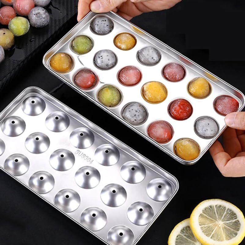 Molde para cubitos de hielo de acero inoxidable con tapa miniatura 1