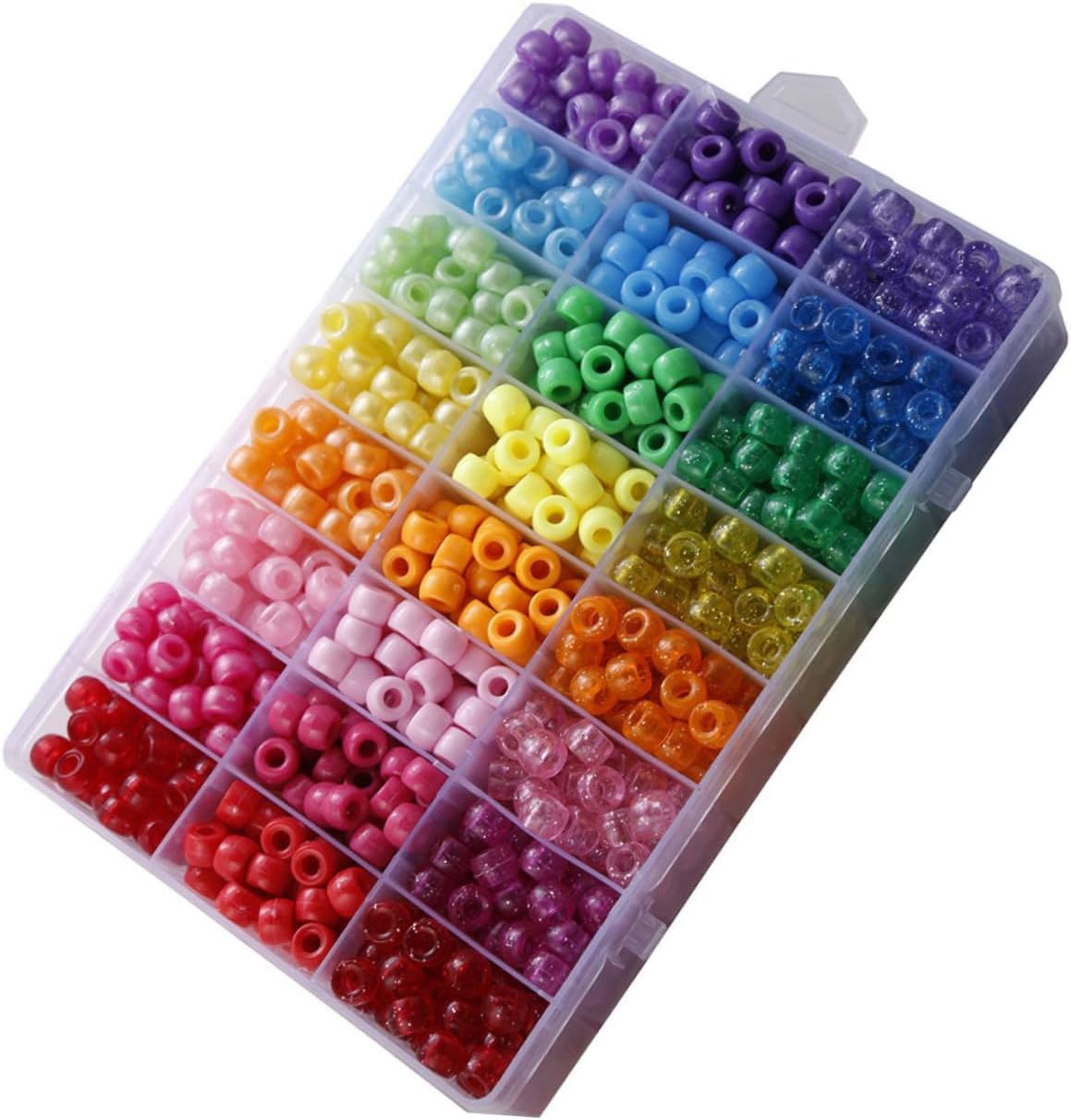 DOITOOL 1200pcs Beads Plastic Large Hole Beads DIY Jewelry Making for Bracelets Necklace DIY Accessories