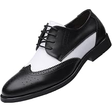 ANUFER Mens Elegant Wingtip Brogue Spectator Shoes Patchwork Derby Lace Up Dress Shoes