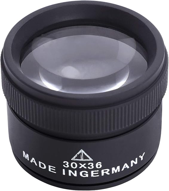 Magnifying Glass 30X Optics Loupes Magnifier Loop Portable Pocket Magnifier Handheld Magnifying Eye Glass Loops Lens Microscope Desktop Reading Magnifier for Jeweler Coins Stamps Map Craft