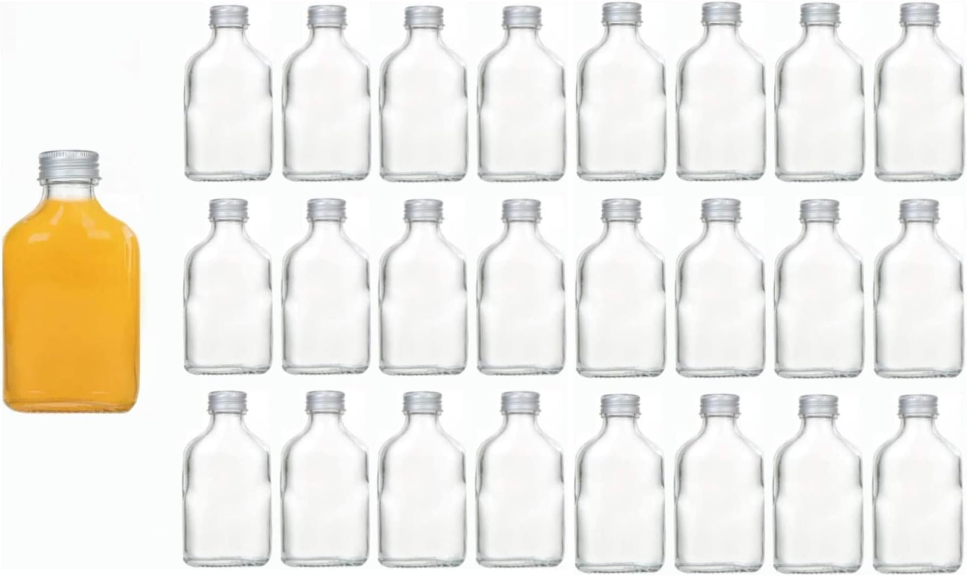 FUFU 24 Pack 50ml Empty Glass Bottles for Juice, Milk, Coffee, Kombucha, Whiskey, Vodka - Party Drink and Coffee Shop Beverage Containers