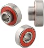 608 2RS Long Plate Integrated Bearings with ABEC11 Precision for High Speed and Silent Operation, Pre Lubricated Steel Bearings Suitable for Skateboards, Scooters, Inline Skates (Red 4pcs)
