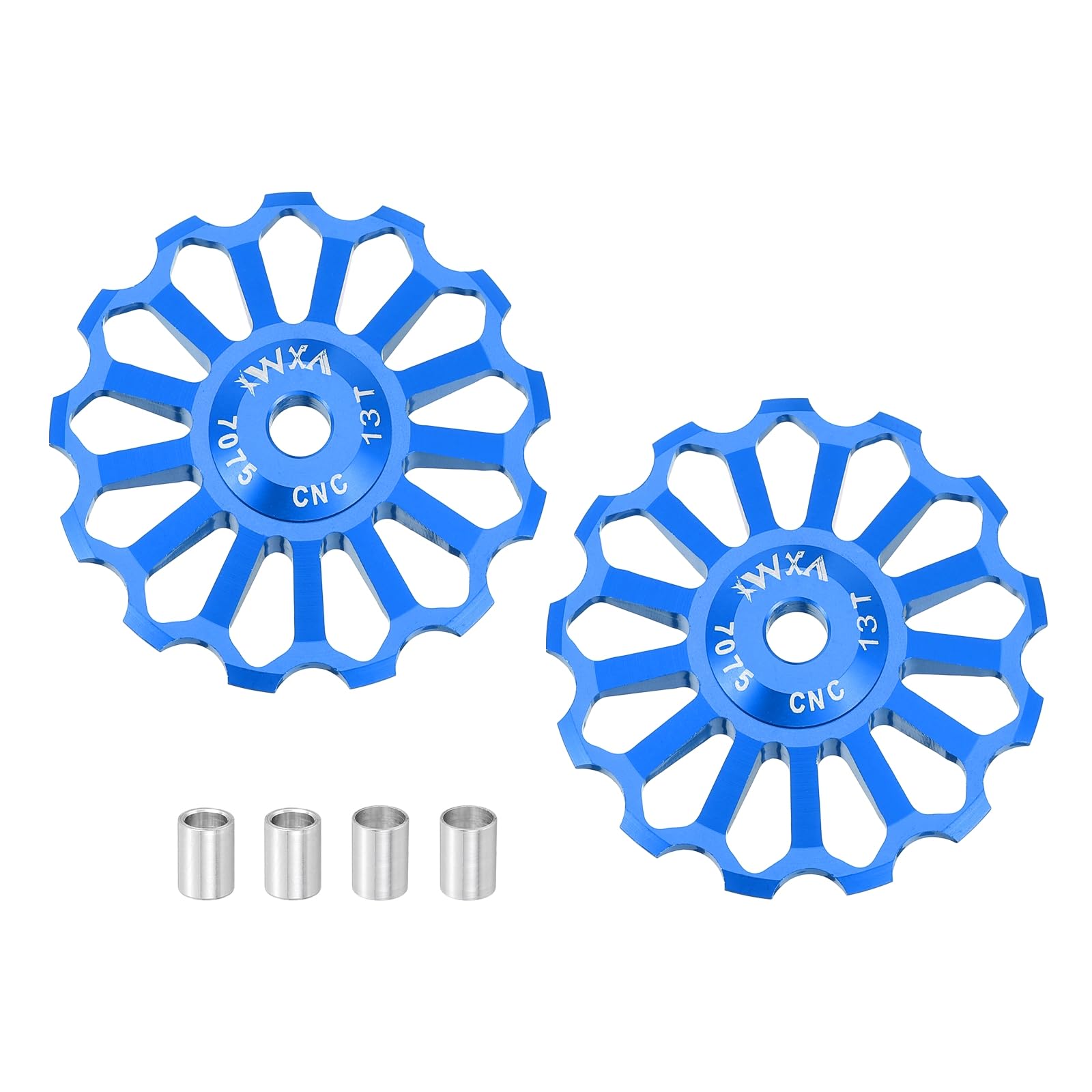 sourcing map 2 Set Bicycle Rear Derailleur Pulley 13T Ceramic Bearing Wheel Aluminum Alloy Guide Roller Wheels for 8/9/10/11 Speed Transmission System Road Bike Mountain Bike MTB BMX, Blue