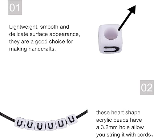 Vista 118 de FASHEWELRY 300 cuentas de letras acrílicas blancas de 0.236 x 0.236 pulgadas (0.236 x 0.236 in), cuentas del alfabeto para hacer pulseras