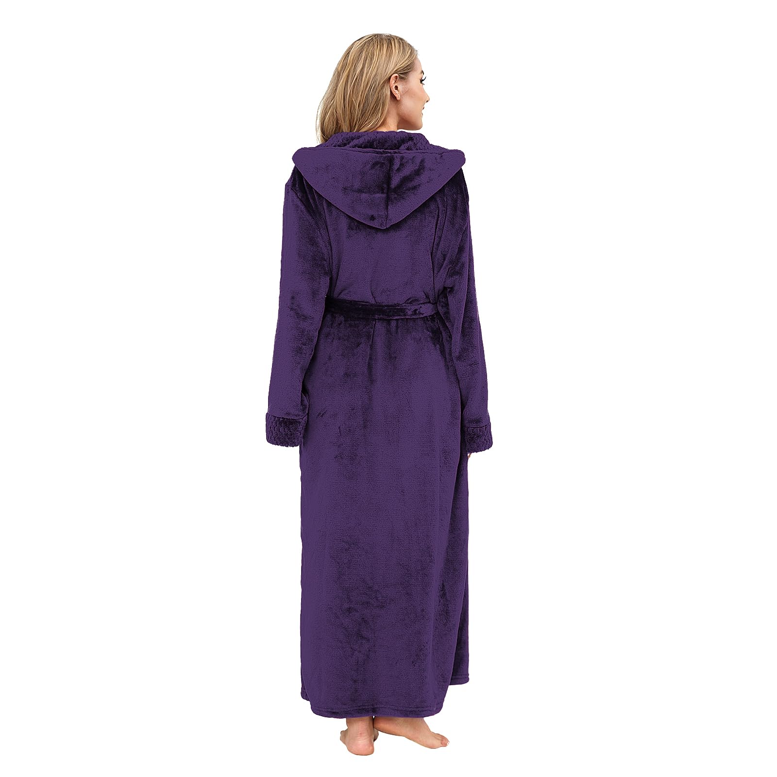 PUTUO Robe de Chambre Femme Polaire: Peignoir de Bain Femme Longue Hiver Chaud Peignoir avec Capuche