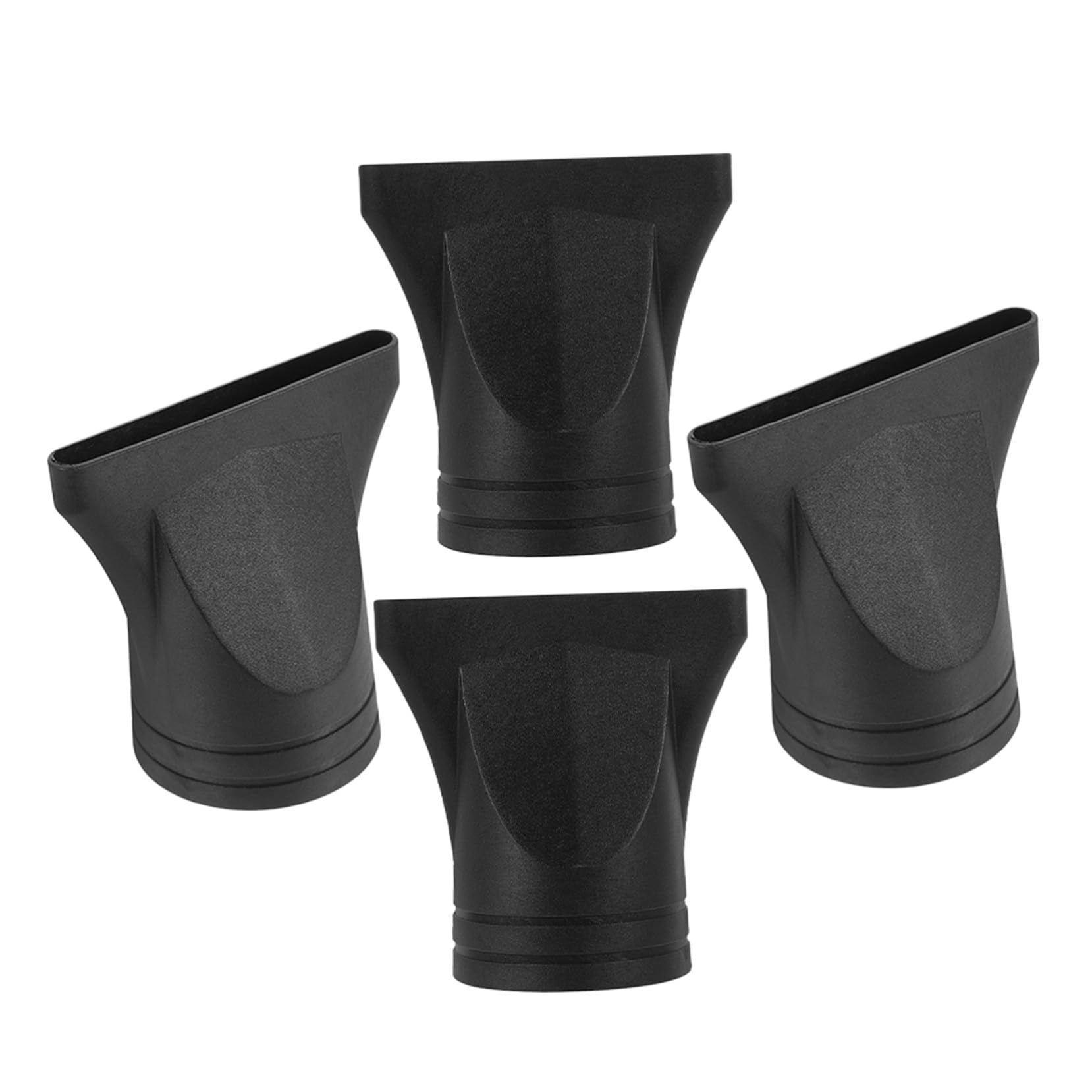 Accessori per Asciugacapelli 4 Pezzi Beccucci Concentratori Neri in Plastica per Ugelli da 4-4,8 Cm Migliorano Prestazioni e Flusso D'aria