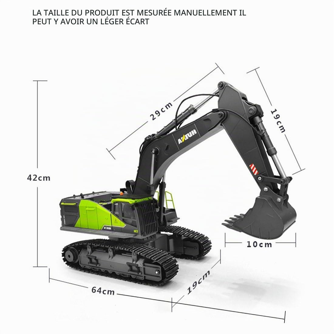 Excavatrice RC pelleteuse, échelle 1/14, 22 canaux 2,4 G, 4 en 1, multifonctionnelle en alliage avec lumières LED, modèle de véhicule de construction pour adultes et jeunes