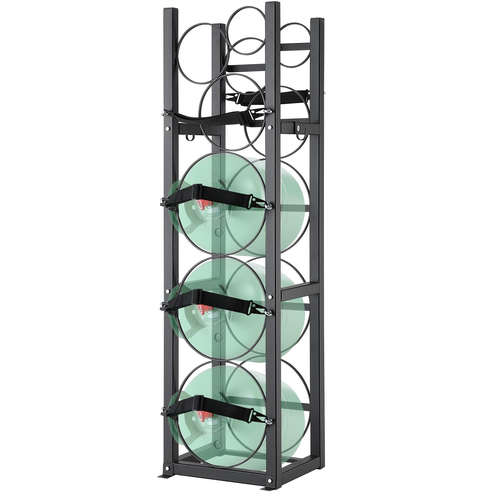 VEVOR Stockage Bouteille de Gaz Capacité 3x13,​6 kg et 3 Autres Petites, Rack pour Bouteille de Fluide Frigorigène en Acier au Carbone, pour Rangement des Bouteilles d'Oxygène, d'Azote, de Réfrigérant