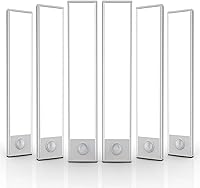 AVEVA 6 Pack Wireless Under Cabinet Lights, 32 LED Motion Sensor Rechargeable Closet Lights for Kitchen, Hallway, Stairs