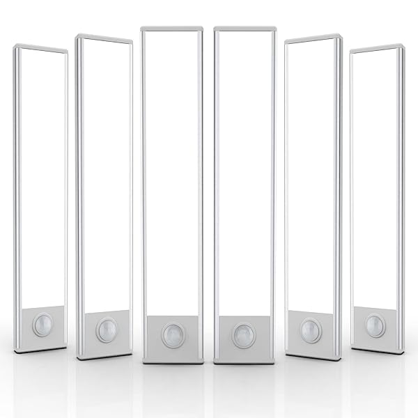 6 Pack Under Cabinet Lights Wireless, 32 LED Motion Sensor Light Indoor Rechargeable Magnetic Closet Lights Battery Operated, Under Counter Lights for Kitchen, Wardrobe, Hallway, Stairs
