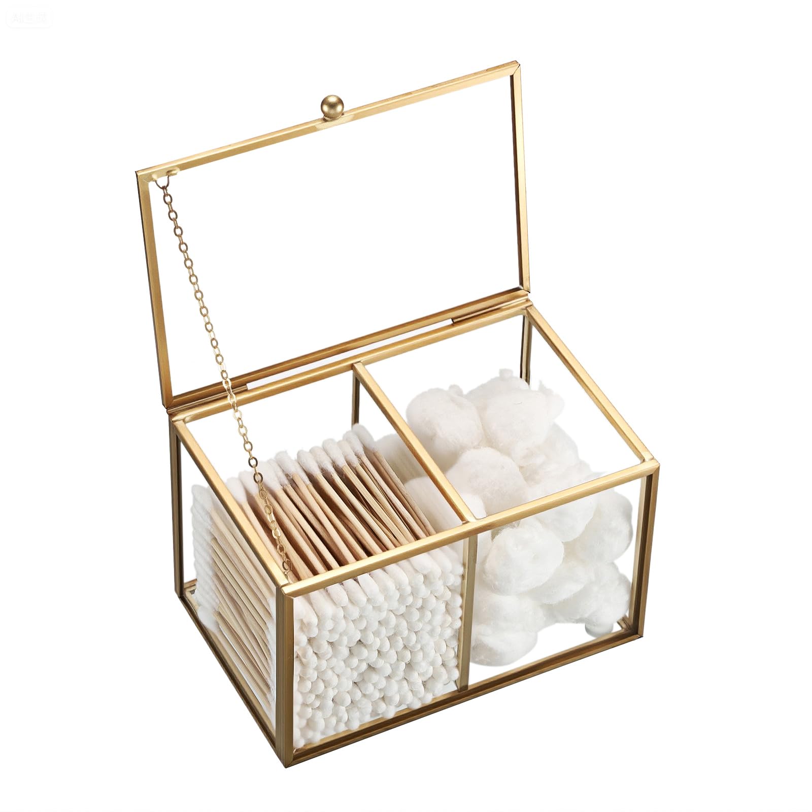 Contenedor de bastoncillos de cristal para organizar el tocador de baño