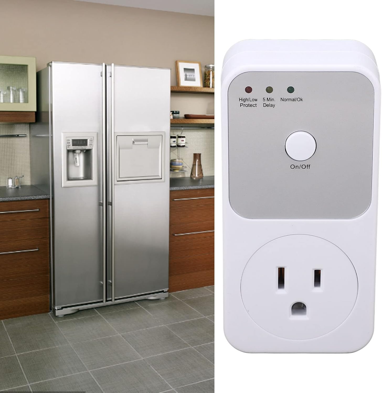 Voltage Protector Electric Refrigerator Protector Socket, Voltage Protector 3 Prong Power Outlet Voltage Protector Multifunctional for Refrigerator Washing Machine Socket