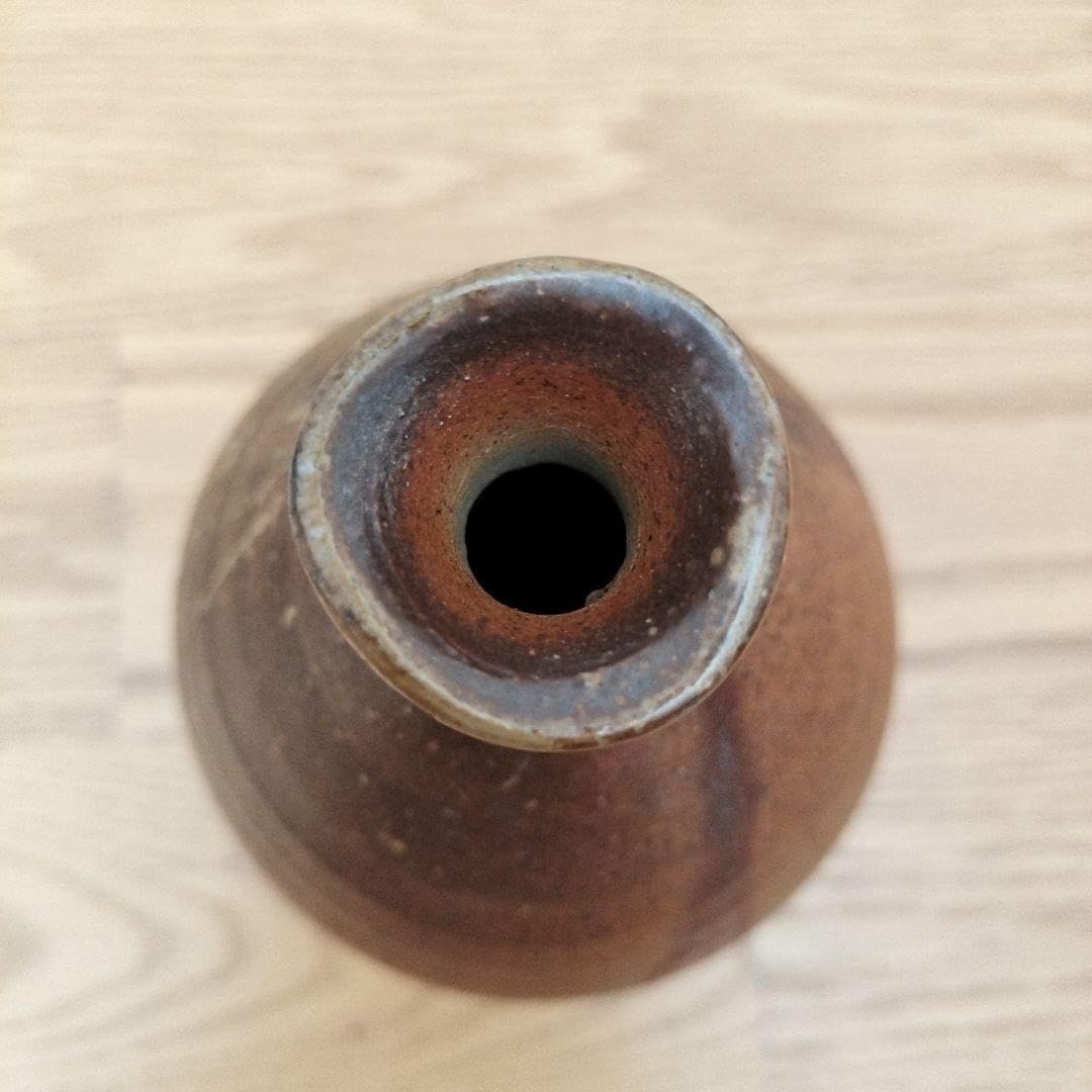 O911317【 備前焼 緋襷 鶴首 一輪花入 興楽園 木村長十郎友敬 陶