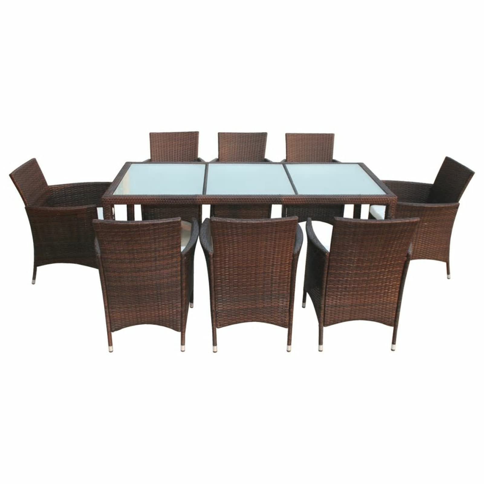 Set Comedor de jardín 9 Piezas y Cojines Mesa y sillas terraza Exterior Garden Furniture Muebles Jardin Conjunto Mesa y sillas Jardin ratán sintético marrón
