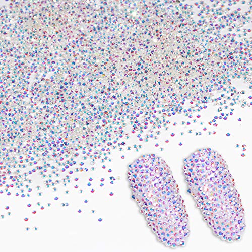 5000Pcs Ultra Mini 1.2mm Micro Diamond Glass Sand Rhinestone Iridescent Crystals Long Lasting AB Shine Like Swarovski for Nail Art...