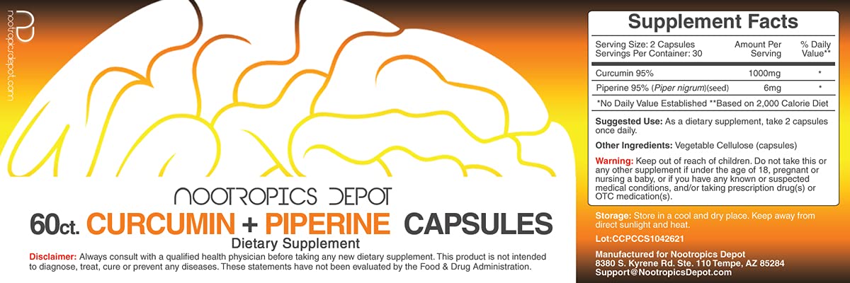Curcumin + Piperine Capsules | 1000mg Curcumin + 6mg Piperine | 60 Count — Amazon image 2