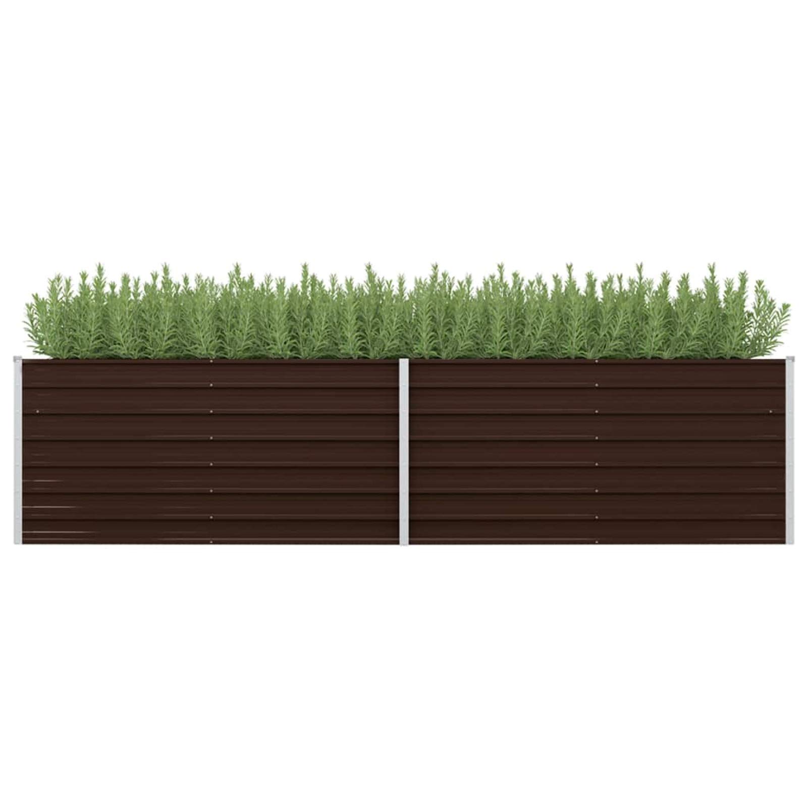 IKAYAA Raised beds for garden vegetables Metal Outdoor Elevated Planter Box Galvanised Outdoor Planter Flower Pot for Herbs and Vegetables Use for Patio Garden Balcony-brown-320 x 80 x 77 cm