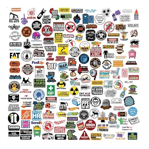 165 Pcs Hard Hat Stickers for Adults | Crood Humor | Reusable Waterproof Vinyl Stickers | Perfect for Hard Hats, Coffee Mugs, Laptops, Tools and Lunch Boxes