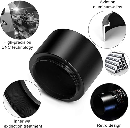 Miniatura 2 de Tele - Parasol de metal con tapa central de lente de 2.835 in para cámara Canon Nikon Sony Pentax Olympus Fuji Sumsung Leica + paño de limpieza