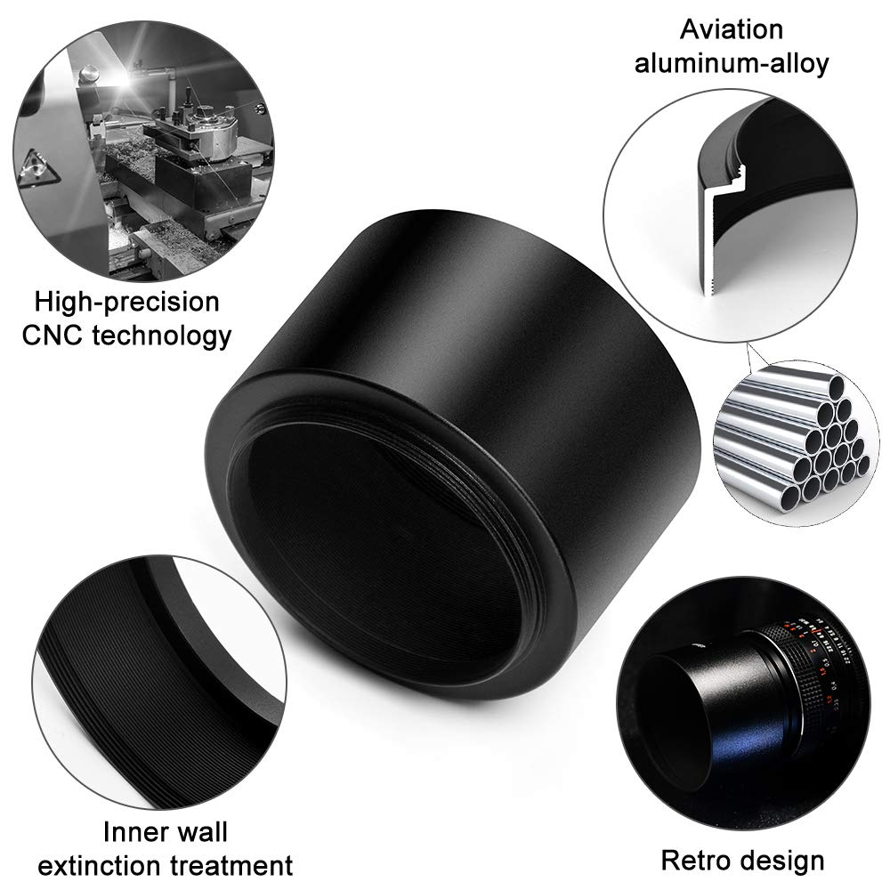 Universal 67mm Metal Screw-in Vented Short Lens Hood Black Camera