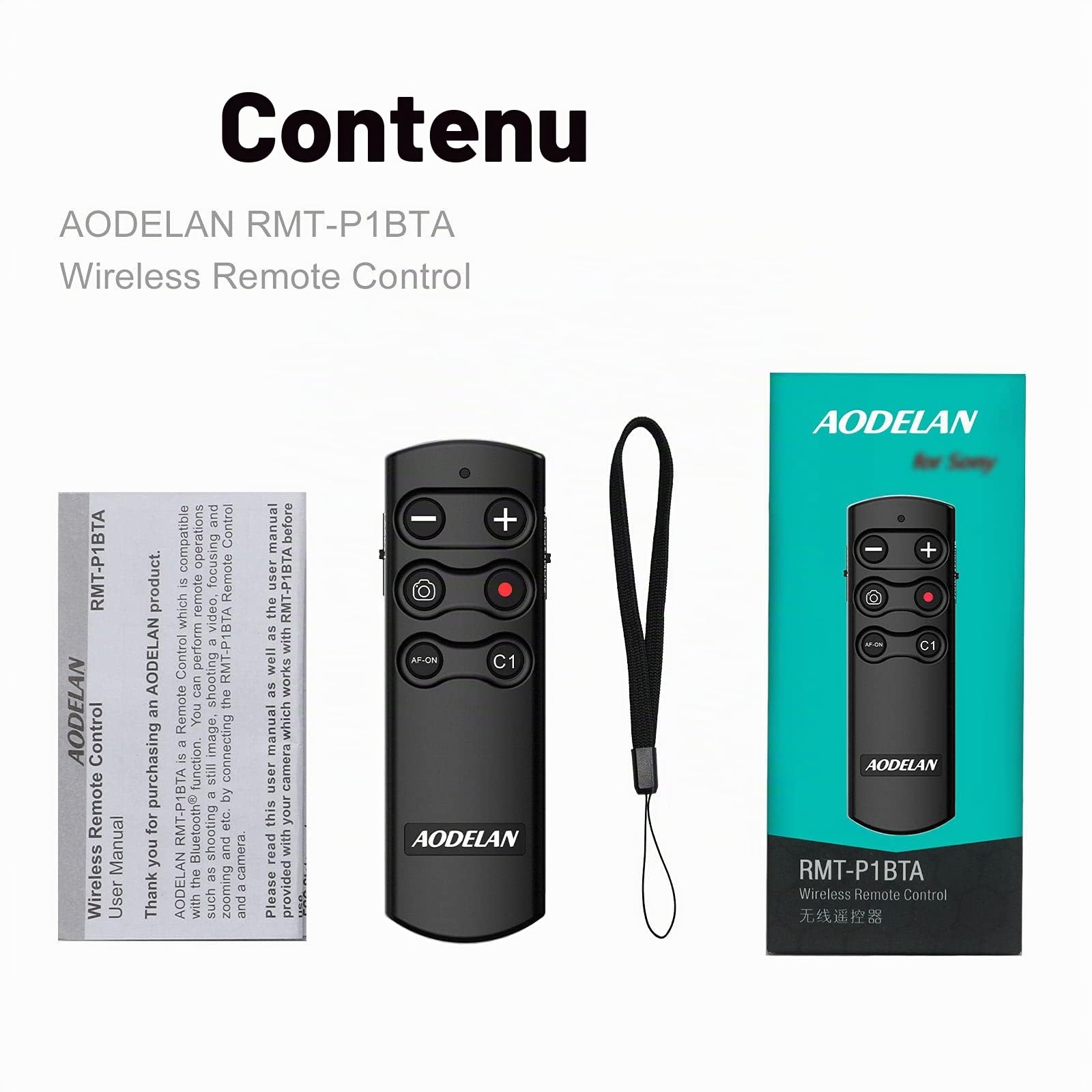 AODELAN Télécommande sans Fil pour Sony a6100, a6400, a6600, a7c, a7 III, a7R III, a7R IV, a9, a9 II, DSC-RX0 II, DSC-RX100 VII, ZV-1 Remplace Sony RMT-P1BT