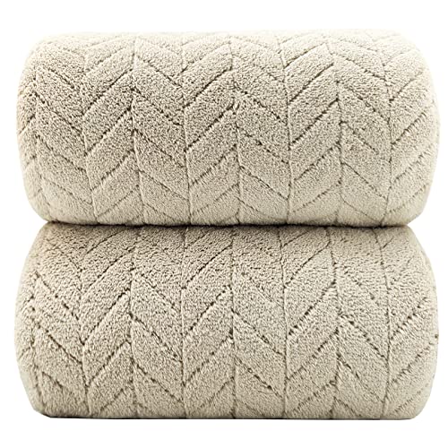 Ytyc Towels,39X78 Inch Oversized Bath Sheets Towels For Adults Plush Luxury Extra Large Bath Towels Sets For Bathroom Super Soft Highly Absorbent Microfiber Towels 80% Polyester (Beige,2) #TOP4