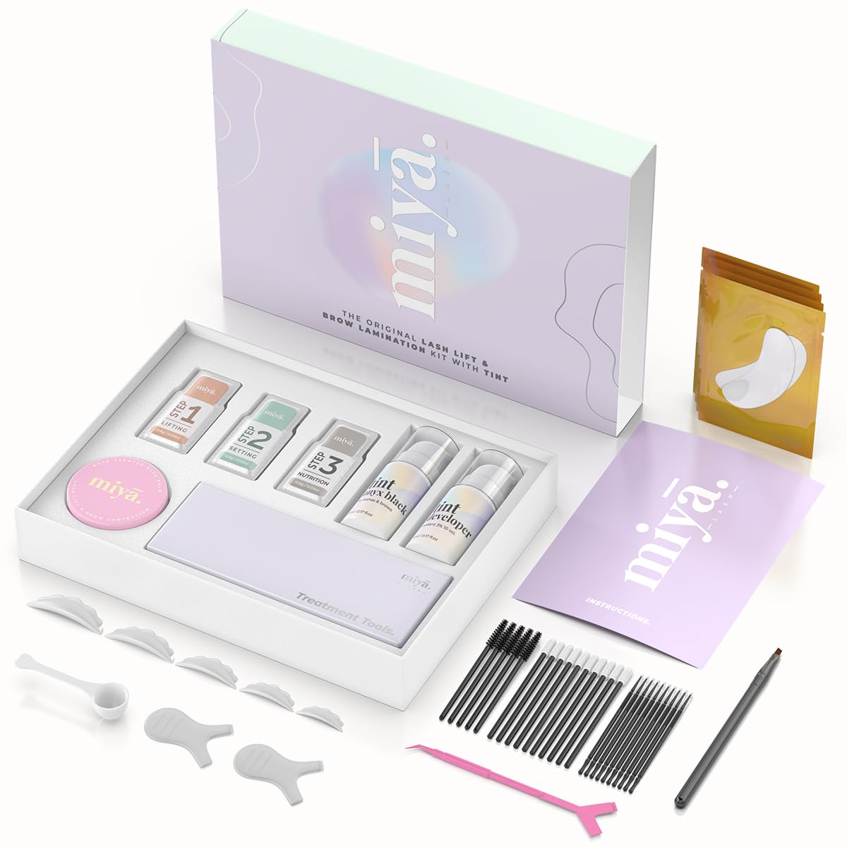 MIYA CIGLIA | Kit per laminazione ciglia e sopracciglia con tinta | Colore nero | Kit per il lifting di ciglia e sopracciglia con tinta | Kit per permanente ciglia e sopracciglia fai da te | Risultat