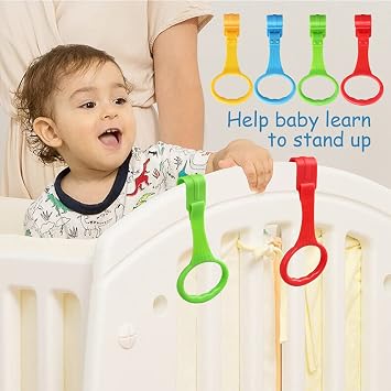 JoyPlus 6PCS Baby Playpen Ring Baby Crib Pull up Rings Baby Bed Stand Up Rings Baby Walking Assistant Baby Walker Baby Crib Hanging Rings.