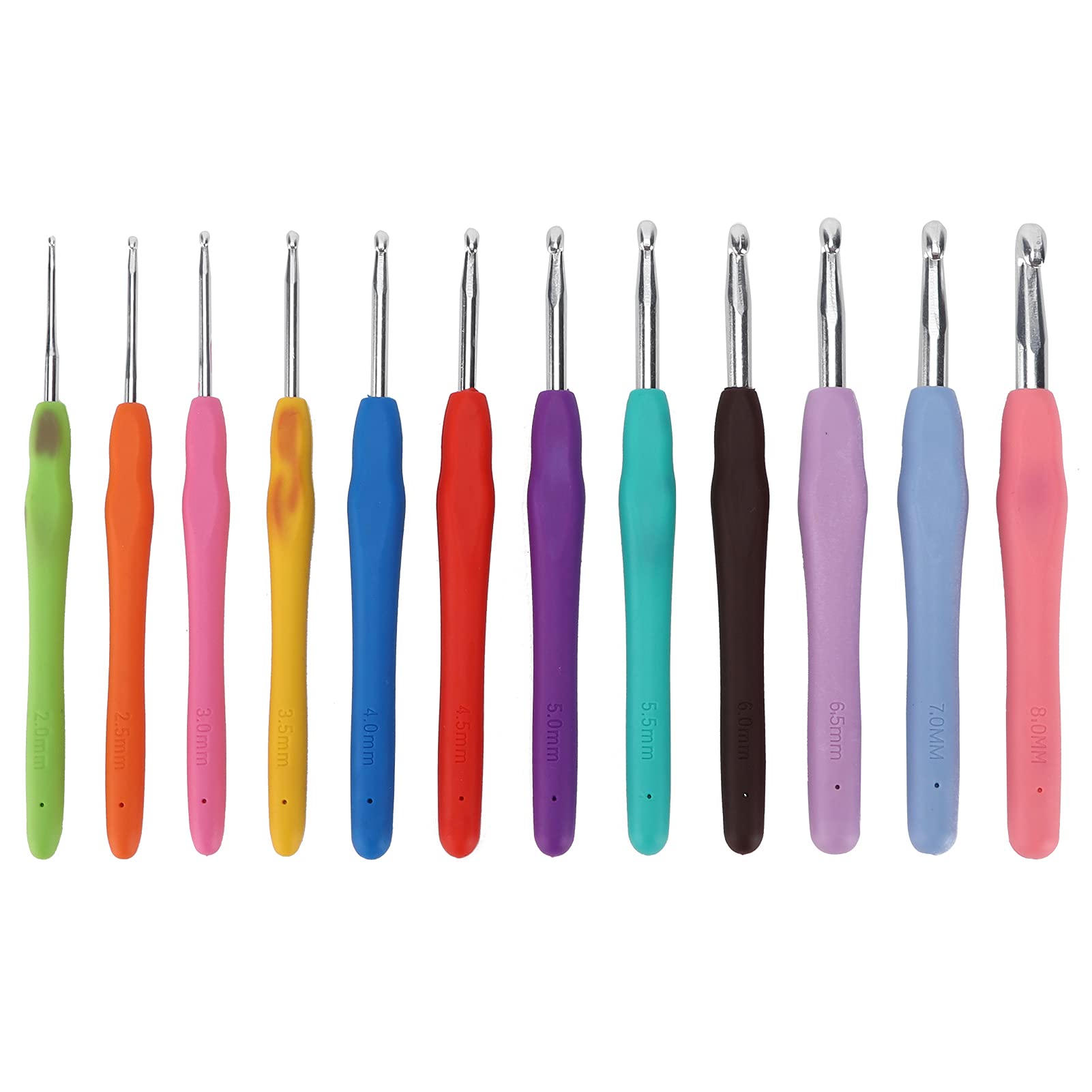 Kit Crochets Ergonomiques 5 Tailles (2,5 à 4,5 Mm) - Poignée Silicone Souple, Aluminium - Pour Tricot, Débutants Et Confirmés - 10