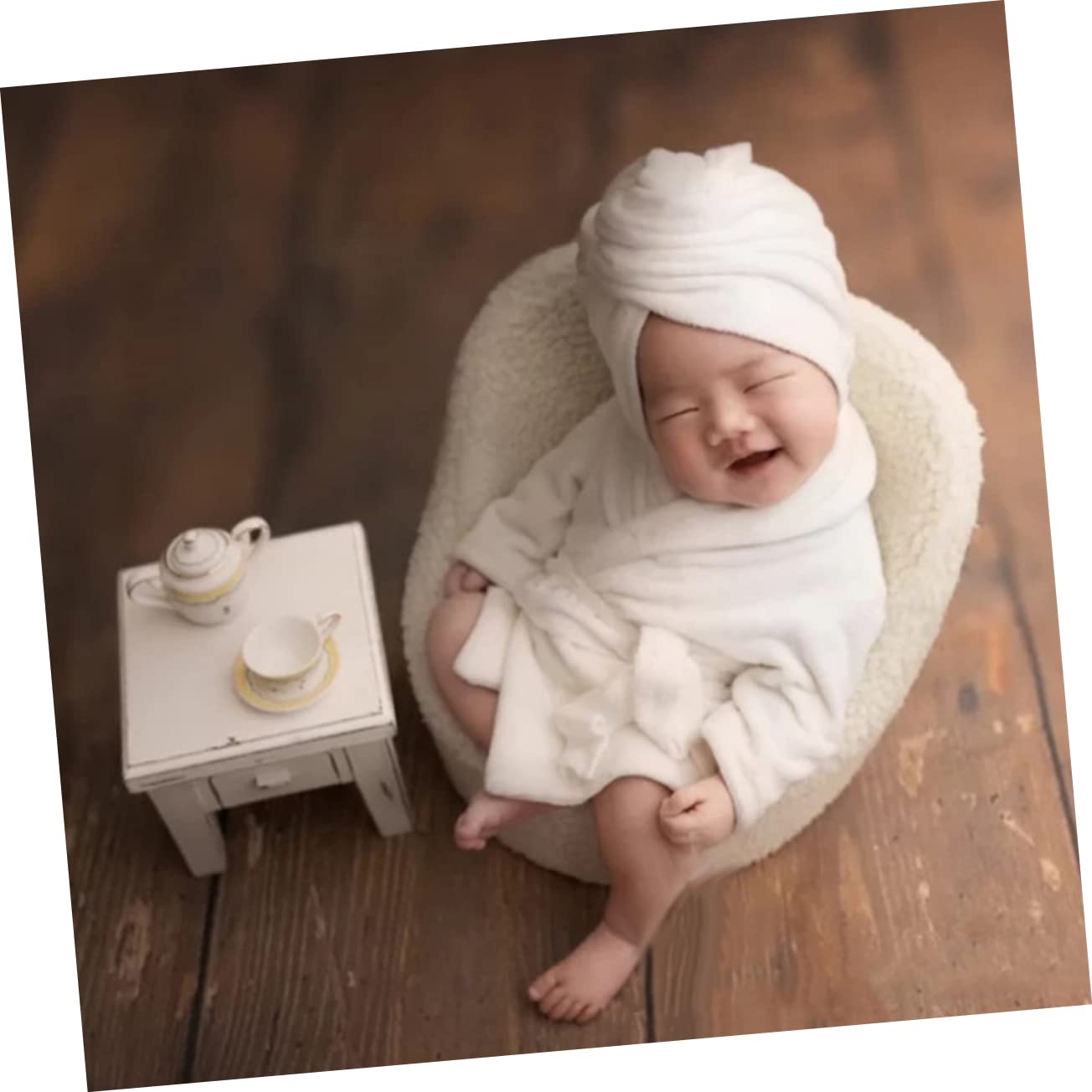 Mikikit 1 Satz Foto Requisiten Fotozubehör Für Kinder Bademäntel Outfits Baby Badedecke Kostüm Kinderanzug Bademantel Kostüm Requisiten Baby-kit Weiß Mädchen Korallenvlies Kleid Kleinkind