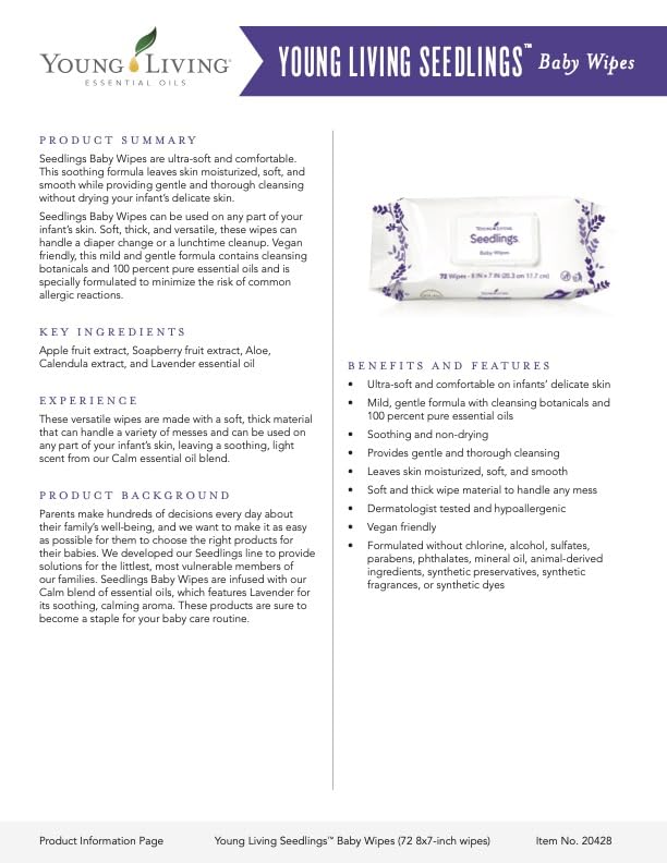 Miniatura 7 de Toallitas para bebé Seedlings de 72 unidades por Young Living Essential Oils
