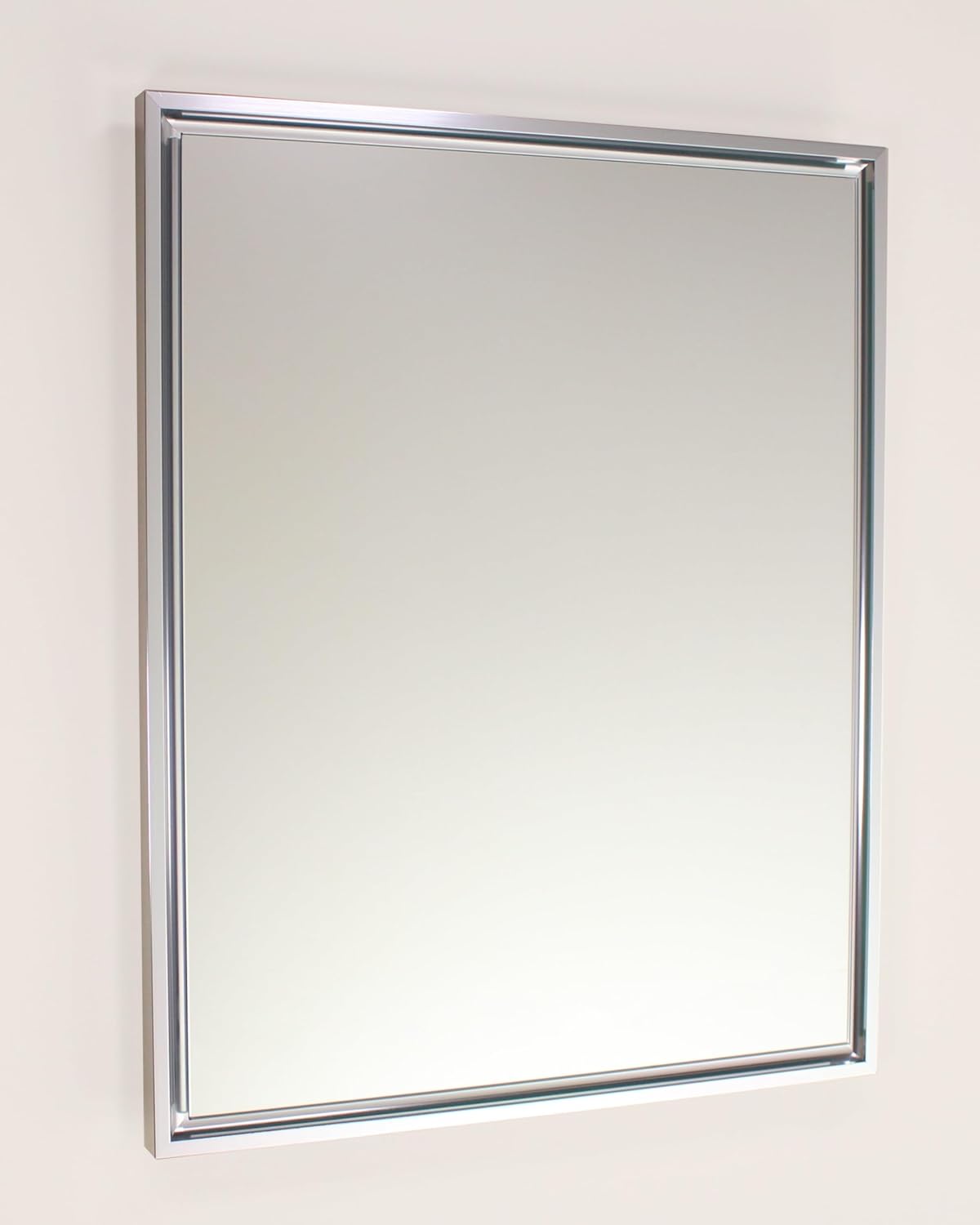 Fox Hollow Furnishings 16x20 Parker Metro Metal Framed Rectangle Recessed Bathroom Medicine Cabinet, Floating Mirror, 14x18 in-Wall Opening, Steel, Adjustable Glass Shelves, Magnet Close, Chrome