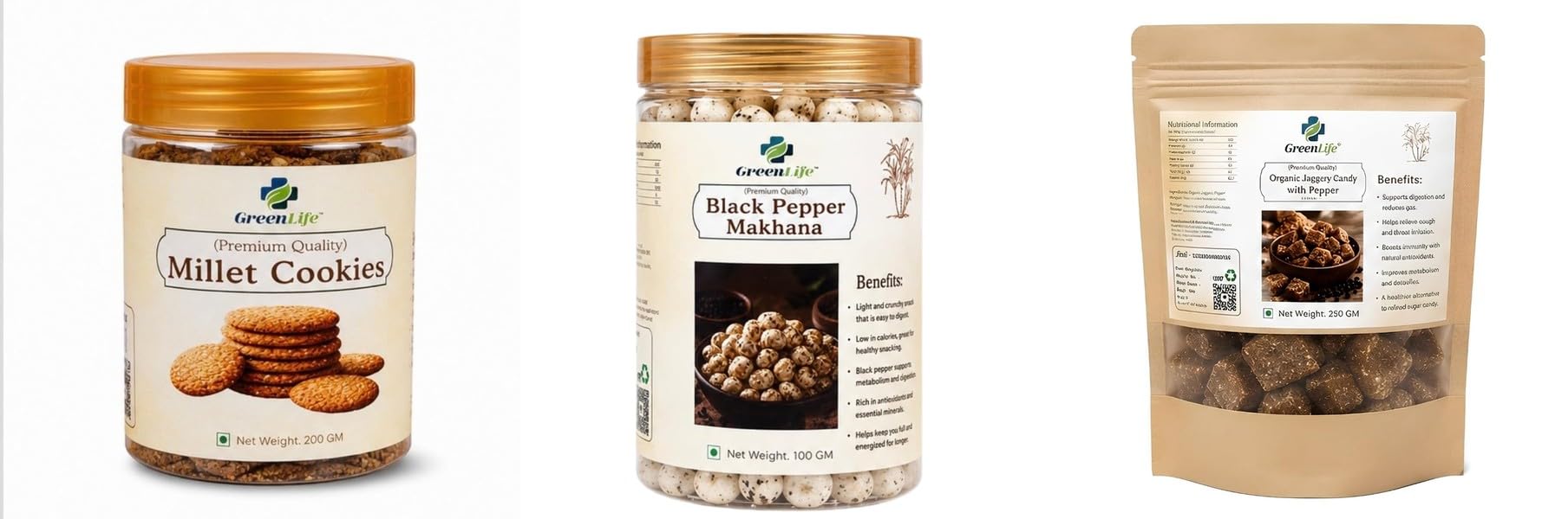 Millet Cookies | Baked Cookies | Tea Time | 200gBlack Pepper Makhana | Roasted Fox Nuts | Makhana | 100gOrganic Plain Jaggery Candy 500g | Natural Desi Gur Candy | Chemical Free Traditio-image-22