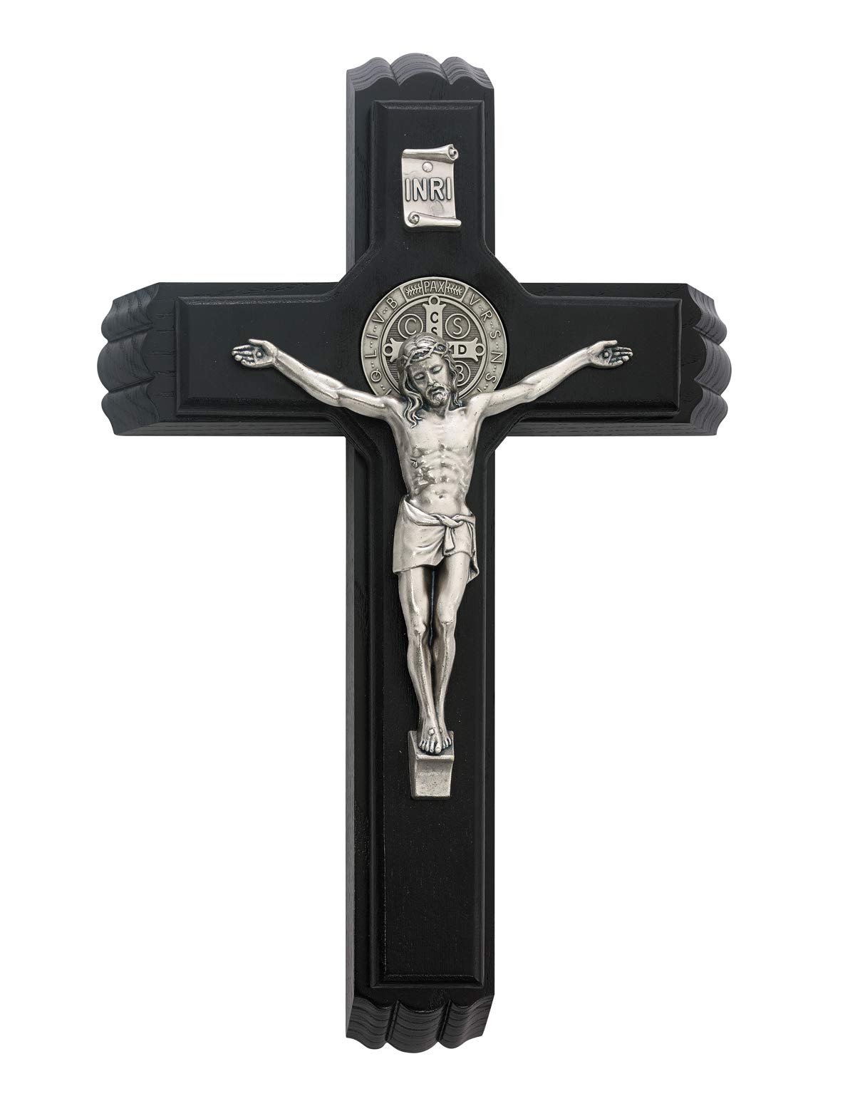 McVan Black Walnut 12" Sick Call Saint Benedict Cross Crucifix Box Set (Black)