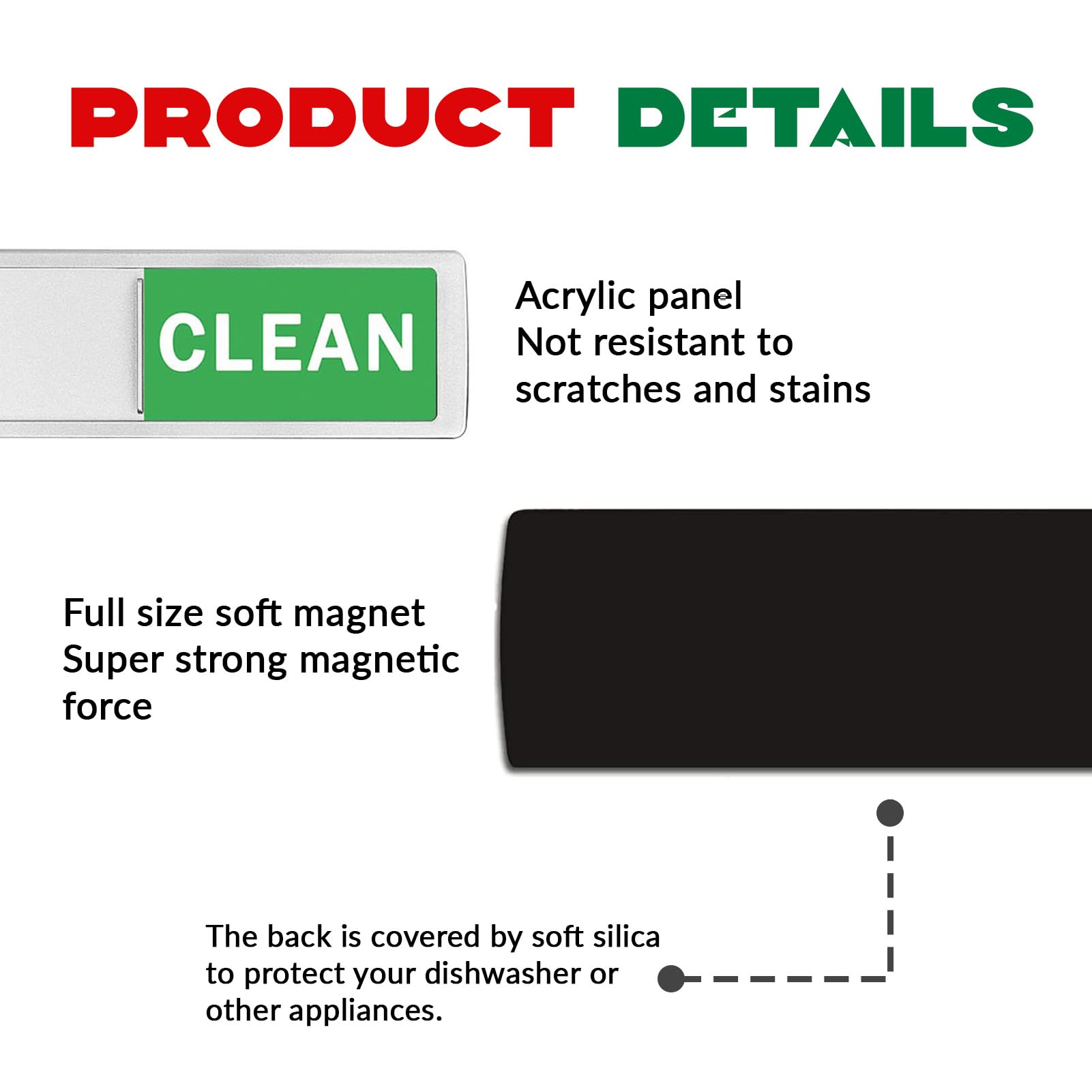 Cartello Magnetico Clean/Dirty Per Lavastoviglie – Acrilico E ABS Con Scorrimento, Decoro Da Cucina