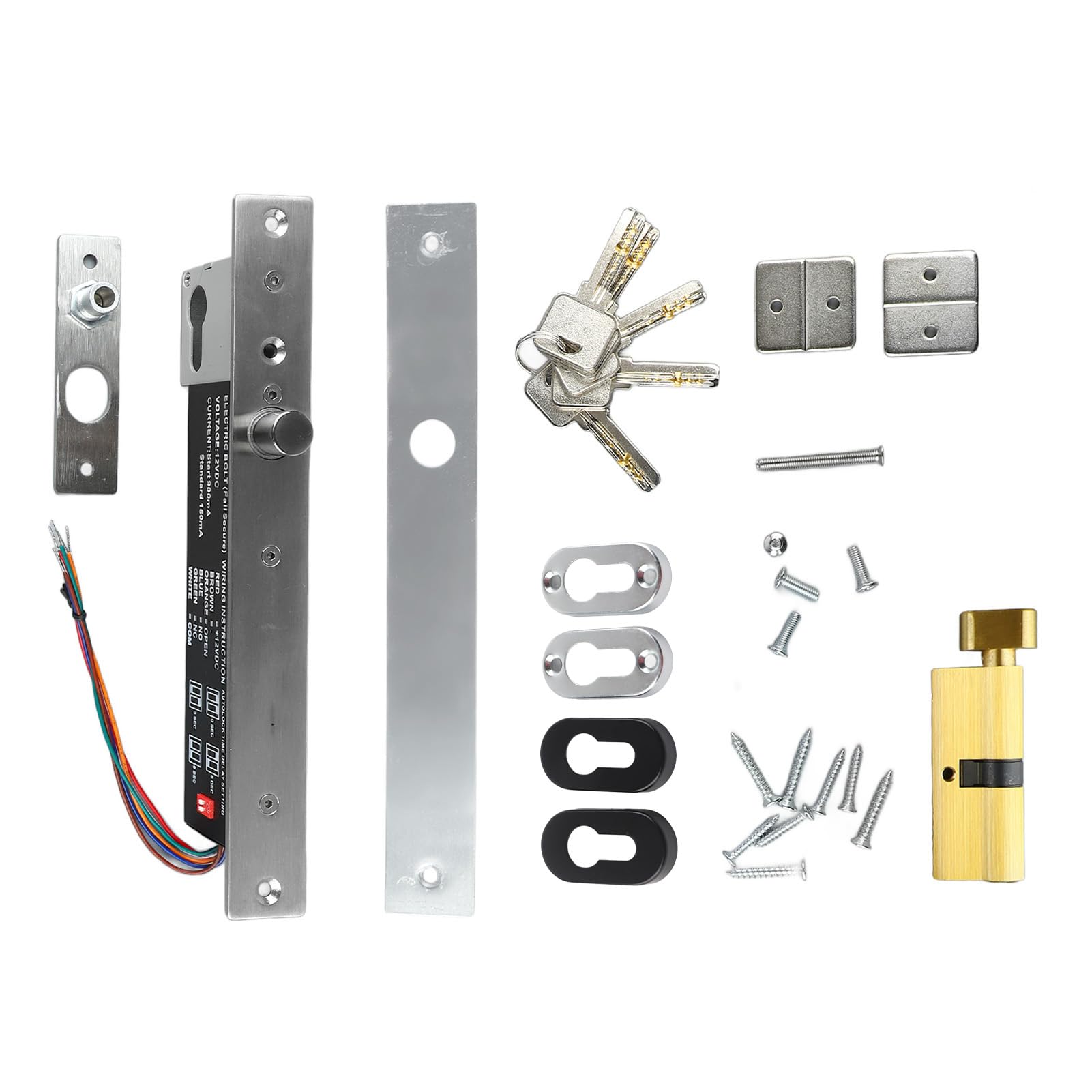 Serrure de porte électronique DC12V avec clé de secours anti-panique