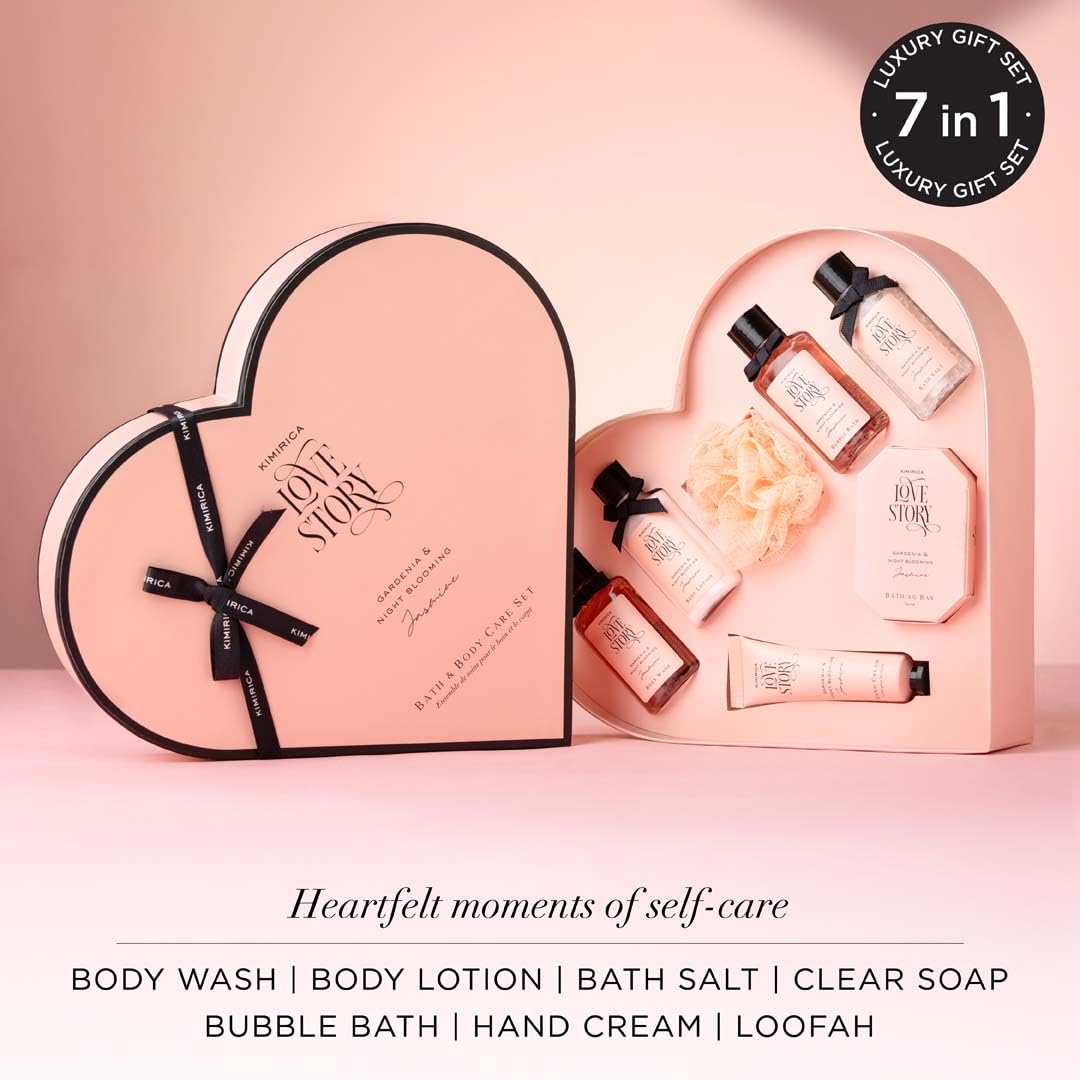 KIMIRICA Gift Set Love Story Moment For Women & Men| Luxury Bath And Body Care Set For Husband & Wife |Birthday Gift Kits|Anniversary To Pamper Your Loved Ones For All Occasion & Ages|Pack Of 7 1