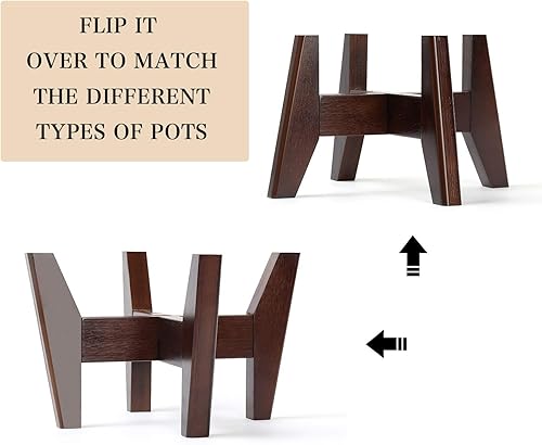 Miniatura 5 de Soportes para plantas de interior, soporte de bambú para plantas de mediados de siglo, ancho ajustable, se adapta a macetas de 8, 9, 10, 11, 12