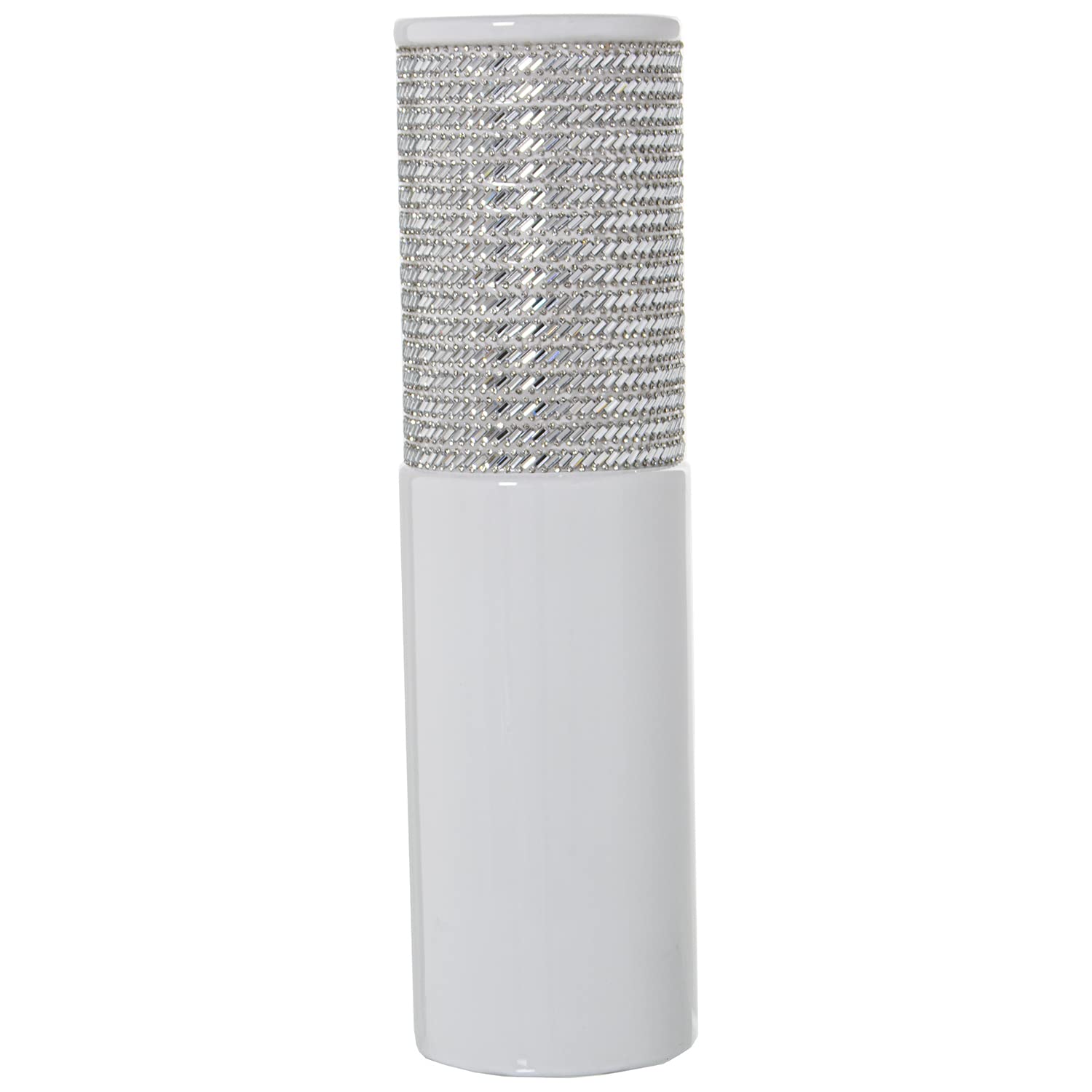 VASE CERAMIC WHITE/SILVER °11X40CM
