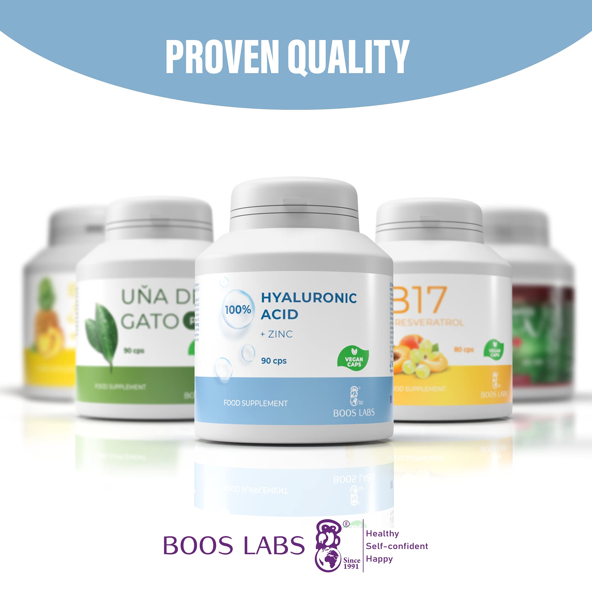 BOOS LABS Strongest Hyaluronic Acid & Zinc, 480mg90Day Supply, Vegan