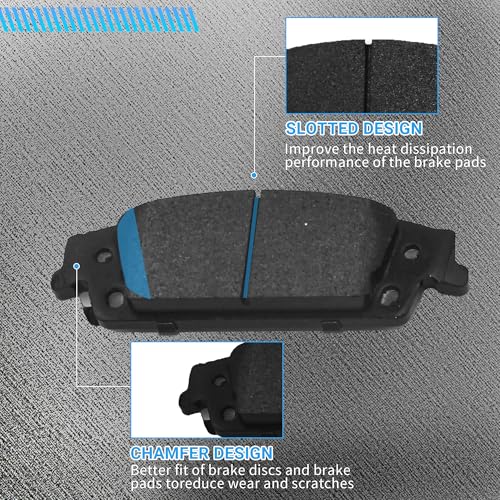 Image of Brake Pads Rear Set Compatible with Cadillac Escalade ESV, Chevy Silverado Suburban 1500 LD Tahoe, GMC Sierra 1500 Yukon XL Automotive Replacement Rear Brakes Semi-Metallic D1707