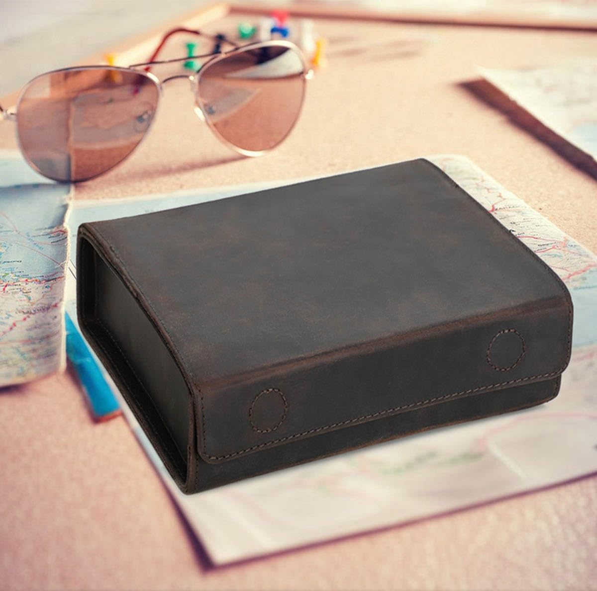 Sunglasses Storage Case Eyeglasses Travel Case for Men and Women 4 Slots Storage Case, Leather Sunglasses Protective Case for Outdoor Travel, Collection