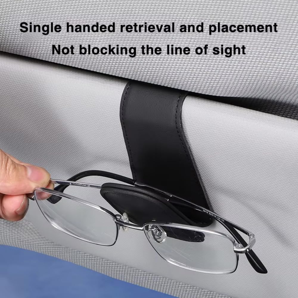 2 PCS Leder Sonnenbrillen Halterung Für Citroen C4 Cactus 2014-2020, Brillenhalter für Auto Sonnenblende für Auto Visier Zubehör,A Black