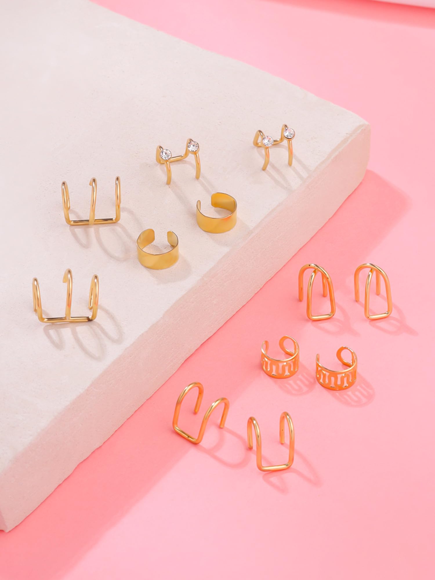 Yellow Chimes Earrings for Women and Girls | Fashion Gold Ear Cuff Earrings Set | Gold Plated Ear Cuffs Combo | Western Stainless Steel Ear Cuffs | Accessories Jewellery for Women | Birthday Gift for Girls and Women Anniversary Gift for Wife