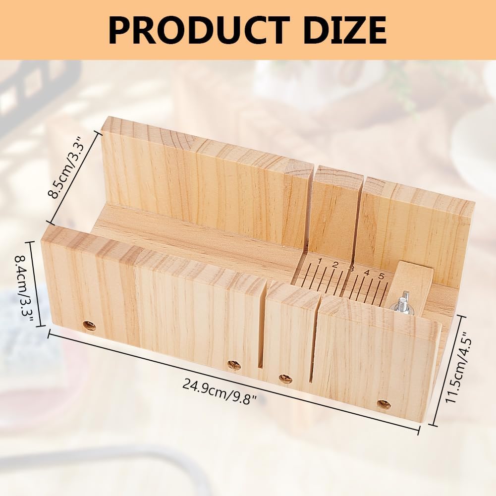 PH PandaHall Wooden Soap Cutting Box, Soap Cutter Adjustable Wood Soap Slicer Cutting Tool Trimming for DIY Handmade Soaps Making Candles Trimming, 9.8x4.3x3.3 inch