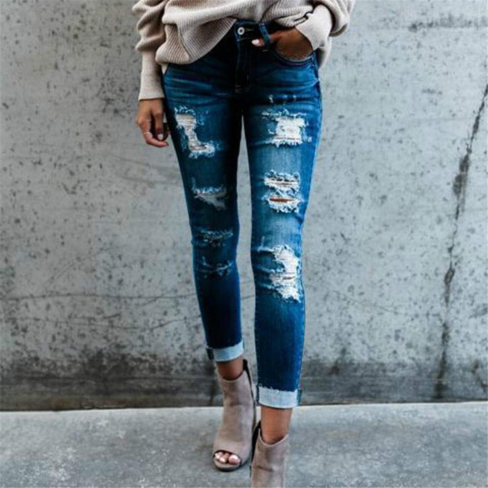 Frühling Street Elastizität Röhrenjeans Frauen Mode Aushöhlen Loch Gebleicht Vintage Push Up Denim Hosen Femme