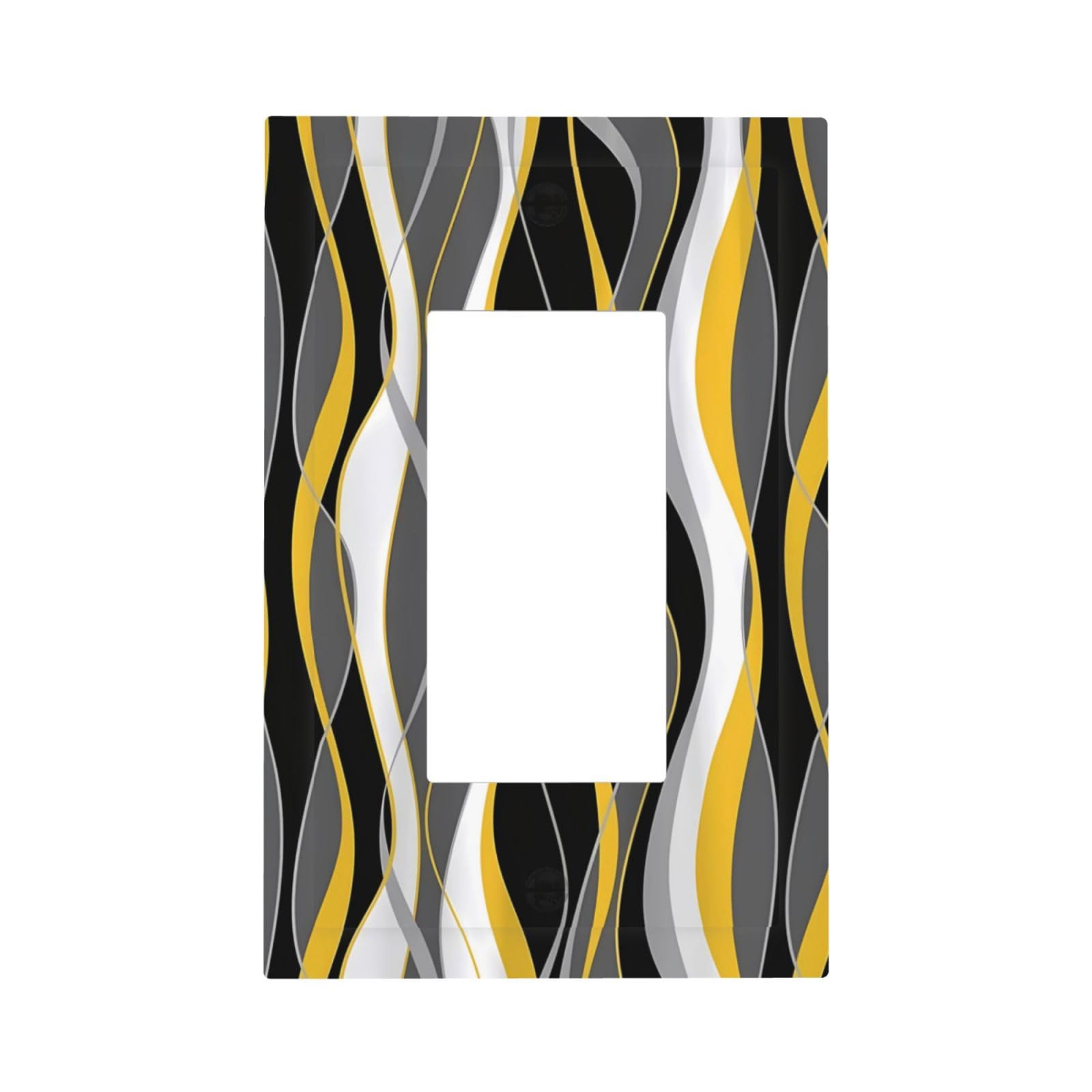 Retro Yellow Grey And Black Geometric Stripe Line Art 1 Set Rocker Light Switch Wall Plate Cover Panel Decorative Panel for Bathroom Home Living Room