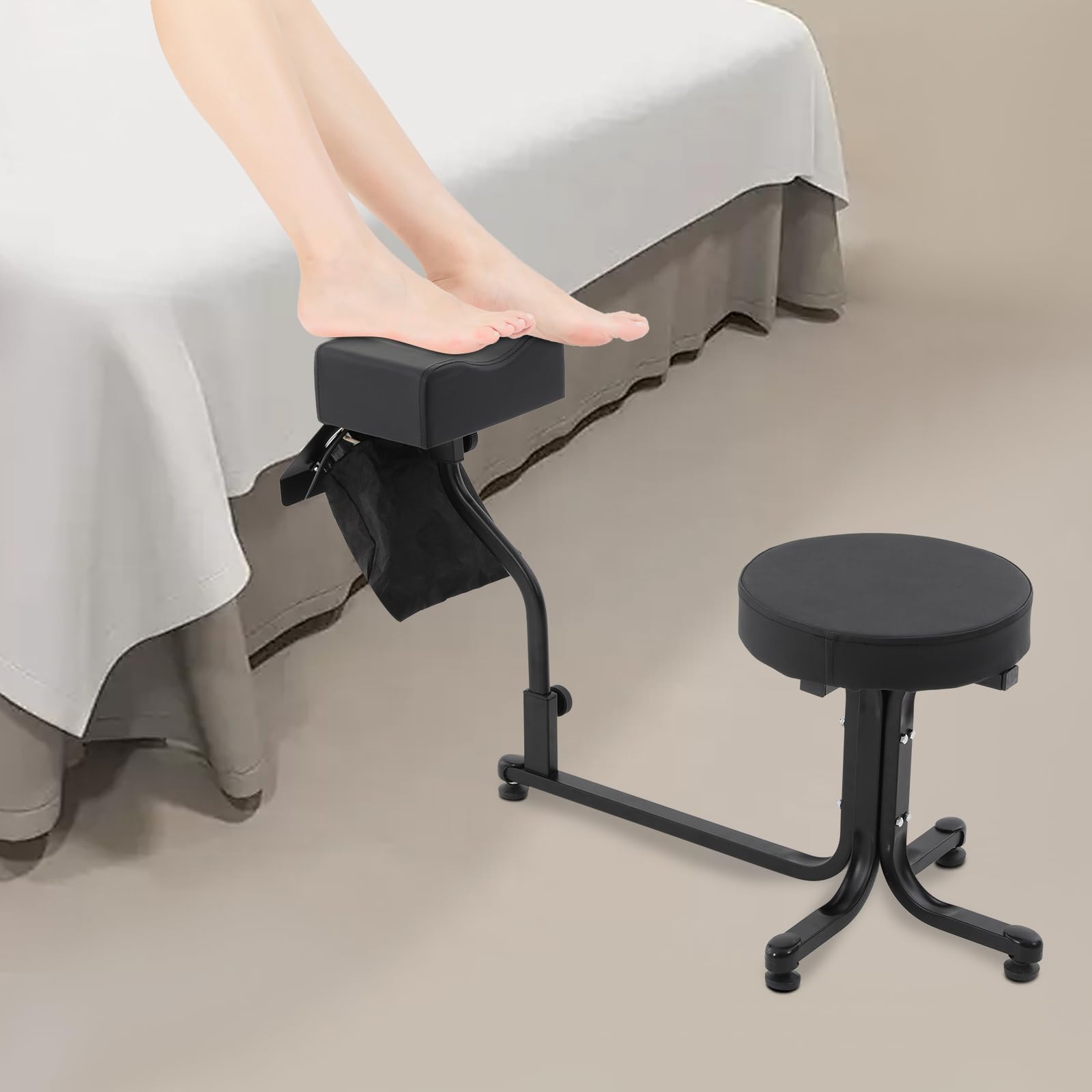 Taburete para pedicura 2 en 1, silla de manicura, reposapiés para salones de uñas y SPA (negro)